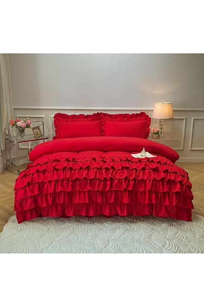 eyma home 100% cotton fabric double bedding set 4 pieces