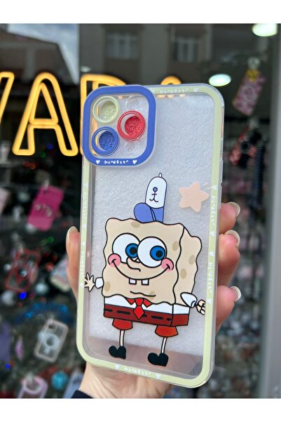 OVADA Iphone 13 Pro Uyumlu Çizgi Film Karakterli Kamera Korumalı Şeffaf Kılıf