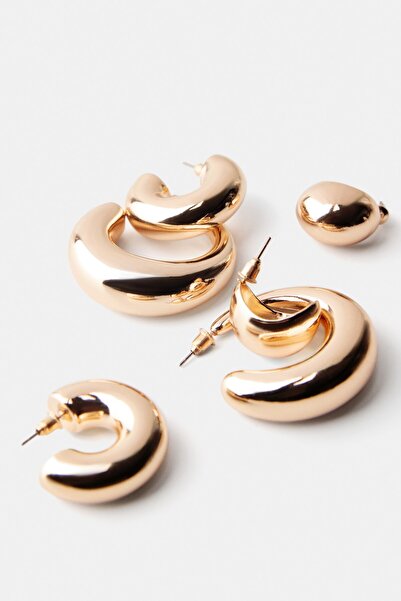 Bershka 3'li kalın halka küpe seti