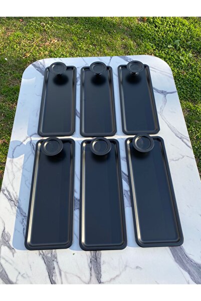 Mira züccaciye 2 Model 6'lı Siyah Baton Tepsi Ve 6'lı Siyah Makaronluk, Kahve...