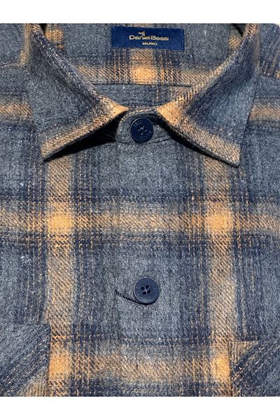 Daniel Bessi Long Sleeve Regular Fit Checked Double Pocket Men's Casual Lumberjack Shirt