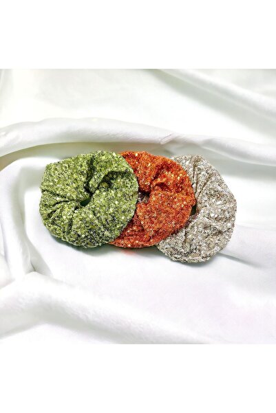 alsaccessories Scrunchie Simt Scrunchie pentru femei, cu paiete, triplu auriu...