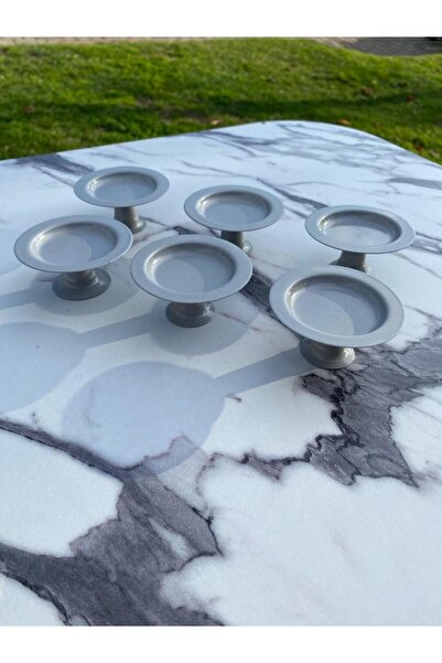 Mira züccaciye 2 Model 6-Piece Gray Baton Tray and 6-Piece Gray Macaron Bowl, Coffee and Cake Serving Presentation Tray