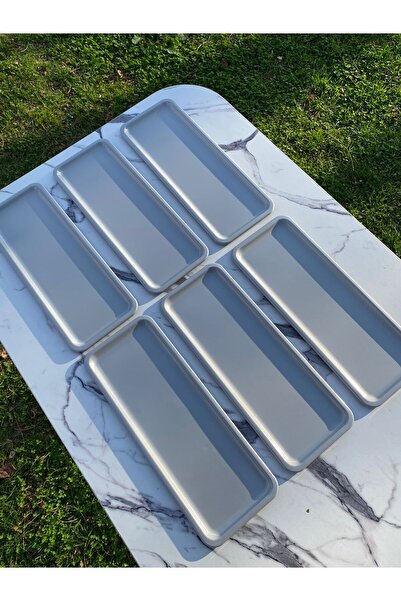 Mira züccaciye 2 Model 6-Piece Gray Baton Tray and 6-Piece Gray Macaron Bowl, Coffee and Cake Serving Presentation Tray