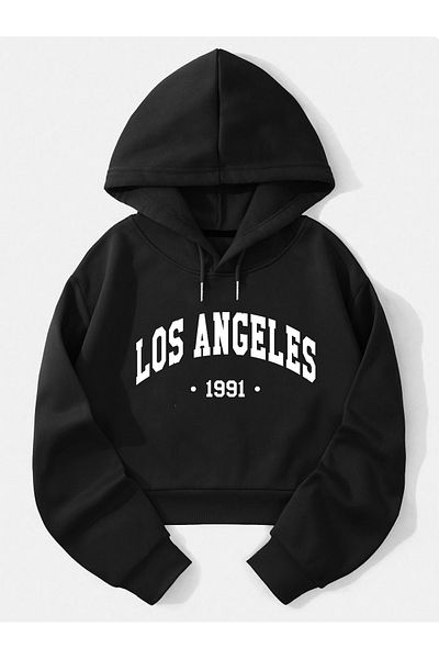 Ginevra Hanorac oversize Los Angeles, cu glugă, cu glugă, cu fleece în interior