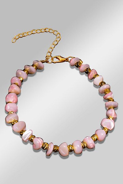 Tesbih Atölyesi Certified Amorphous Model Light Pink Colored Mother of Pearl Bracelet (Adjustable)