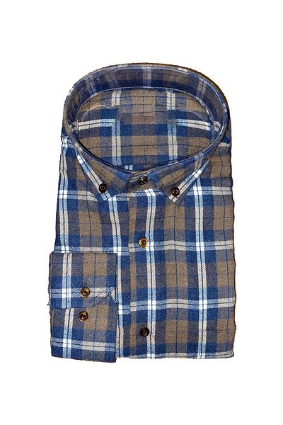 FATELLA Men's Dad Long Sleeve Thick Winter Relaxed Cut Checkered Lumberjack Linen Shirt