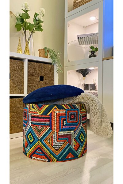 WEBPANYA Handmade X Large Sandıklı Silindir Dekoratif Pufidik Puf Bench