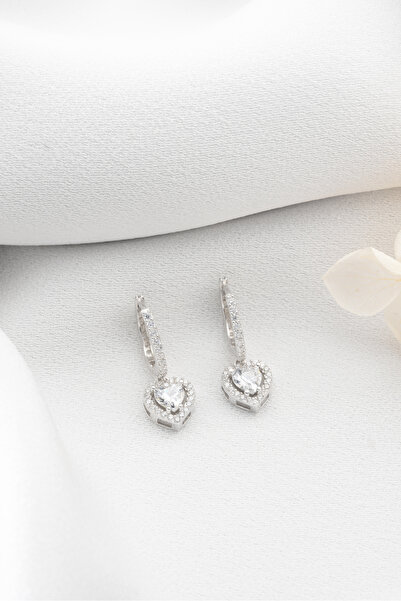 Silvano Jewelry 925 Ayar Gümüş Kalpli Halka Küpe