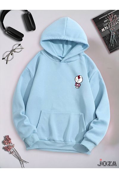 Joza Outdoors Hanorac unisex, femei, bărbați, Spiderman, Hello Kitty, imprimat, albastru, cu glugă, cu glugă, fleece