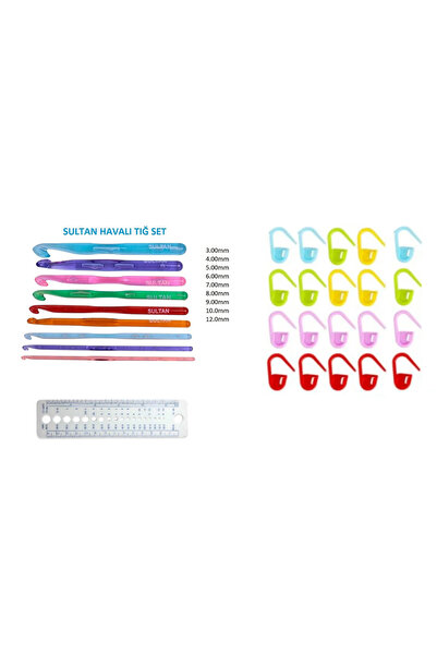 hobim42 30 PARÇA HOBİ SETİ İLMEK BELİRLEME HAVALI TIĞ SETİ VE CETVELLİ ŞİŞ ÖLÇER