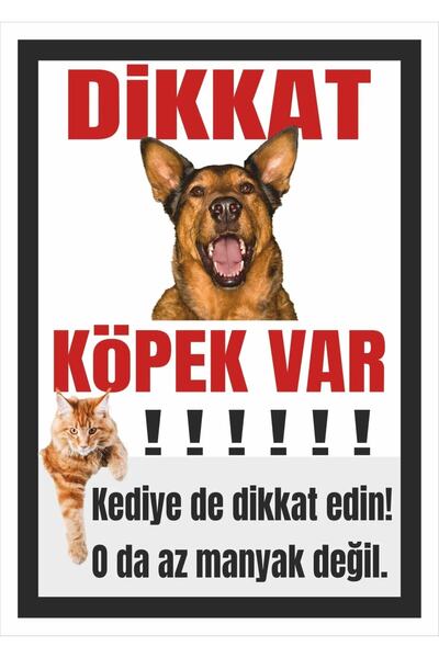 Pass Pano Warning Direction Signs "Caution Dog Present" 25X35 cm Dekota Pvc Sign
