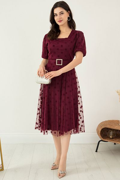 PULLIMM Rochie cu mânecă pepene verde cu gât pătrat 13402