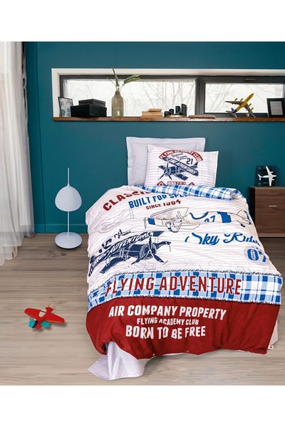 Cotton Box Flying Gray Junior Single Elastic Duvet Cover Set