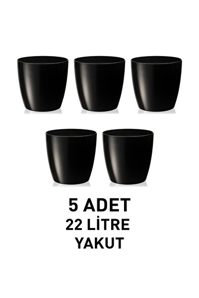 SERİNOVA أصيص زهور بولي فاهوم ياقوت، 5 قطع، أسود، 22 لتر