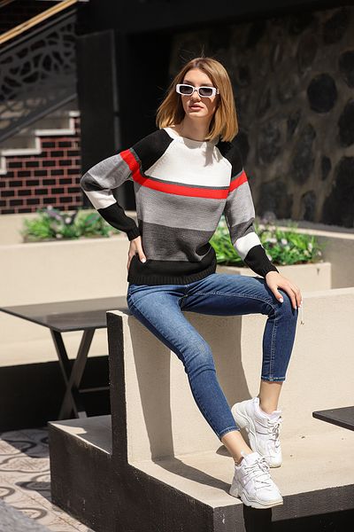 AVORWE Color Blocked Crew Neck Sweater