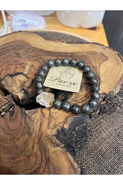 parze doğaltaş Pyrite and Citrine Design Bracelet