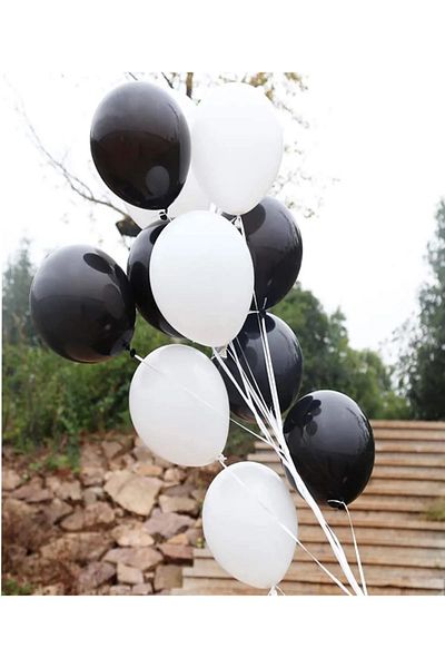 Party Fantasy 30 Pieces Shiny Metallic Shining Shiny Black and White Balloons