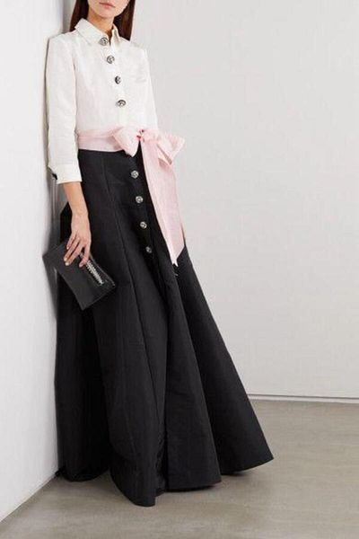 ONURBYGUSTO Black & White Double Color & Pink Belted Taffeta Shirt Dress
