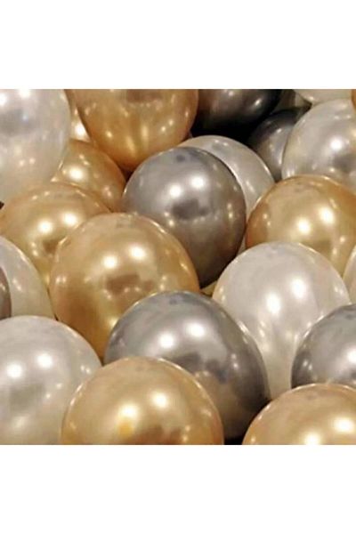 Party Fantasy 20 Pieces Shiny Metallic Shining Gold Gold - Silver Silver Gray - White Balloon