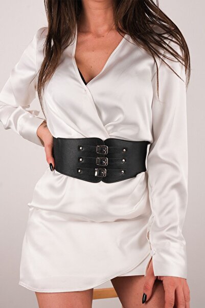 LİA KEMER Korse Üç Tokalı Gümüş Aksesuarlı Kemer