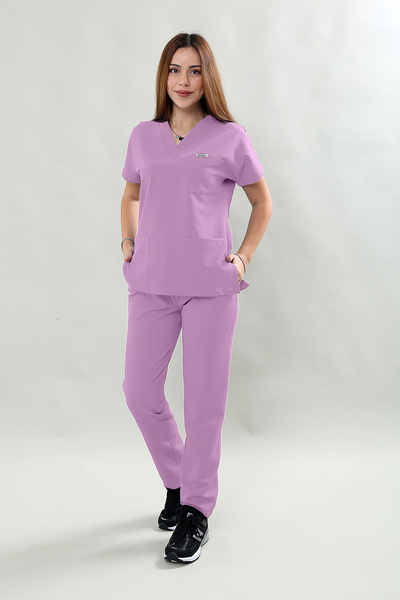 Scrubssy Premium Comfort Kadın Lila Scrubs Cerrahi Takım