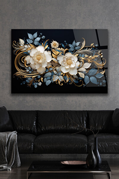 ACRES Modern Soyut Çiçekler Cam Tablo