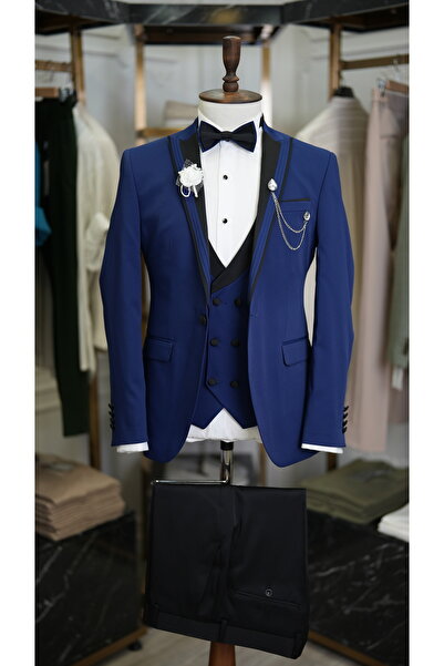 LONATOLİA Erkek Smokin Damatlık İtalyan Kesim Slim Fit Kırlangıç Yaka Ceket Y...
