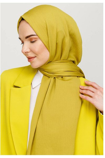 FRESCO SCARFS Γυναικείο Hijab Silky Crinkle Shawl*oliv Green
