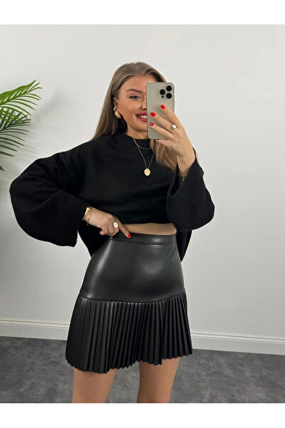 sewing story Pileli Deri Mini Etek