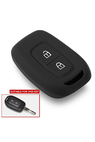 İKTUNING حافظة مفاتيح سيليكون سوداء لسيارة Renault Duster Dacia Scenic Master...