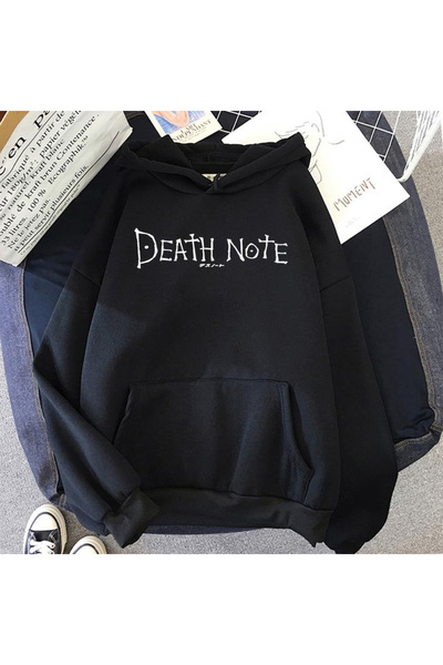 donamod Hanorac unisex negru cu imprimeu anime scris Death Note