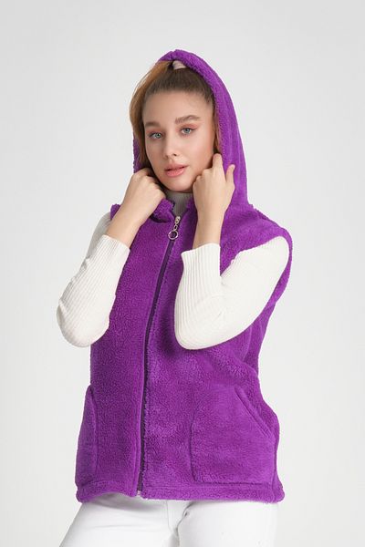 MODA VUSLAT Women's Purple Short Fleece Vest