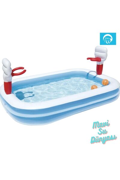 mavi su dünyası Havuz Basket Sahalı ve 2 Pota Dahil 254 Cm x 158 Cm