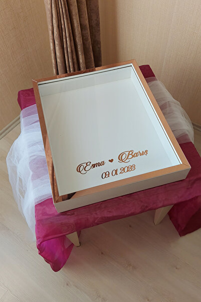 Verda Çerçeve 40x50 Cm White-rose Deep LEDless Rose Memory Frame!Rose Box