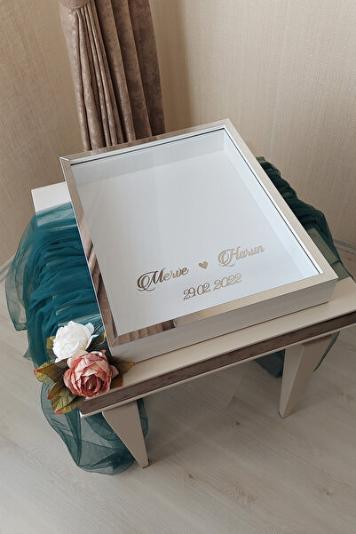 Verda Çerçeve 40x50 Cm White-silver Deep LED Free Rose Memory Frame!Rose Box