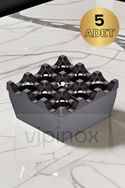 Vipinox 5 τεμάχια μαύρο τασάκι από χυτοσίδηρο με σχάρα, τασάκι με καπάκι, διά...