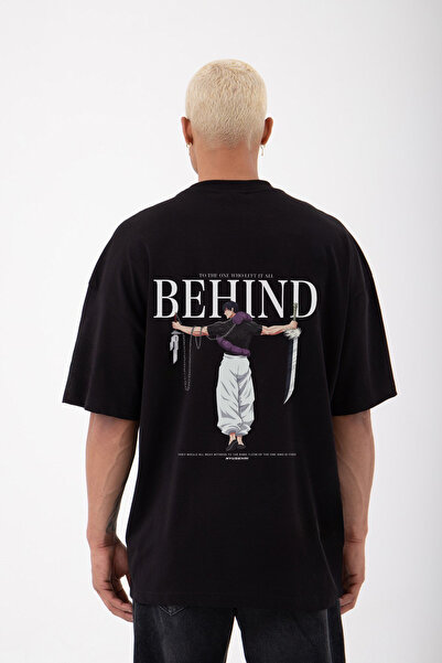 ZEMLİYA تيشيرت كبير الحجم مطبوع من الخلف للجنسين بطباعة رقمية