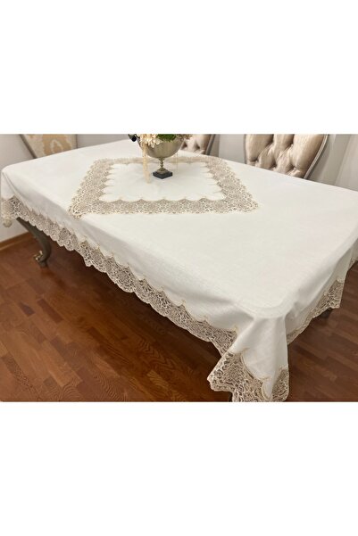 Sfr Home by FİSKOS CEMRE KETEN KUMAŞ ARA DANTELLİ MASA ÖRTÜSÜ