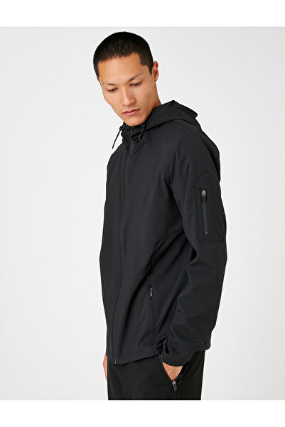 Koton Basic Oversize Sports Jacket with Hooded Zipper Detail