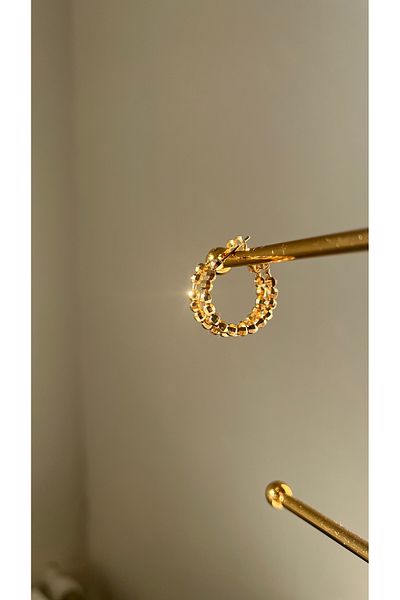 Ebru Atelier Non-Tarnish Stainless Bead Hoop Steel Earrings 2.5 cm