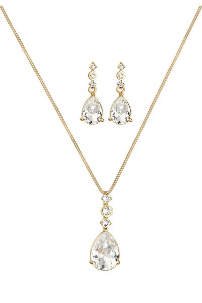 ELLI Schmuckset Tropfen Edelkristalle 925 Sterling Silber