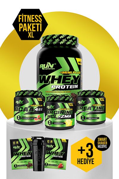 Run Nutrition Fitness MINI XL Pack - Whey Mini Plus Chocolate, Bcaa Watermelon, Creatine, Arginine Lemon - Gifted