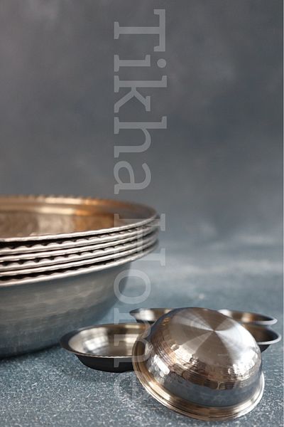TİKHA HOME Stainless Steel Forged Patterned Soup Bowl 200 cc Set of 6
