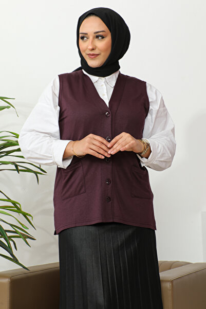 penye Vestă de damă cu buzunare bordeaux, vestă pentru mamă, îmbrăcăminte zilnică