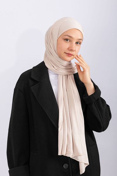 hijabchi Combed Cotton Shawl Jersey Shawl - Nude