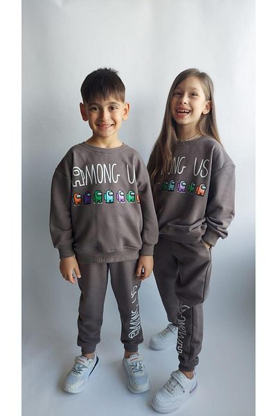 QUB CLUB Unisex Kids Gray Tracksuit Set