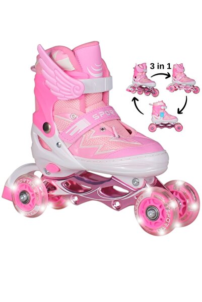 Sportaj Lighted Silicone Roller Skates Girl Boy's Roller Skates with Bag 2+2 ...