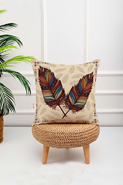 menesahome Κάλυμμα μαξιλαριού με ψηφιακή εκτύπωση με μοτίβο με πούπουλα