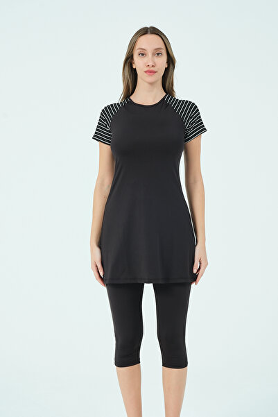 myfirstsea Yarım Kol 4 Parça Tesettür Mayo Kolları Çizgili Yarım Kol Tesettür Mayo